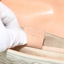 CELINE C Macadam Canvas Shoulder Bag Suede Cream Gold Auth 131357-12