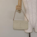 CELINE C Macadam Canvas Shoulder Bag Suede Cream Gold Auth 131357-21