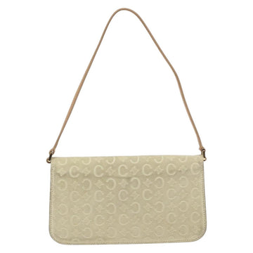 CELINE C Macadam Canvas Shoulder Bag Suede Cream Gold Auth 131357 - 0
