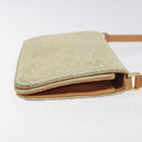 CELINE C Macadam Canvas Shoulder Bag Suede Cream Gold Auth 131357-3