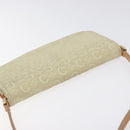 CELINE C Macadam Canvas Shoulder Bag Suede Cream Gold Auth 131357-6