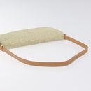 CELINE C Macadam Canvas Shoulder Bag Suede Cream Gold Auth 131357-7