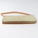 CELINE C Macadam Canvas Shoulder Bag Suede Cream Gold Auth 131357-5