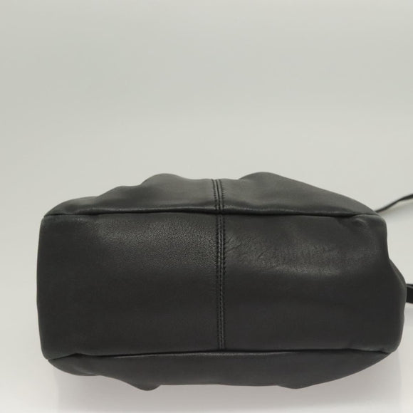 Salvatore Ferragamo Vala Hand Bag Leather 2way Black Gold Auth 131359