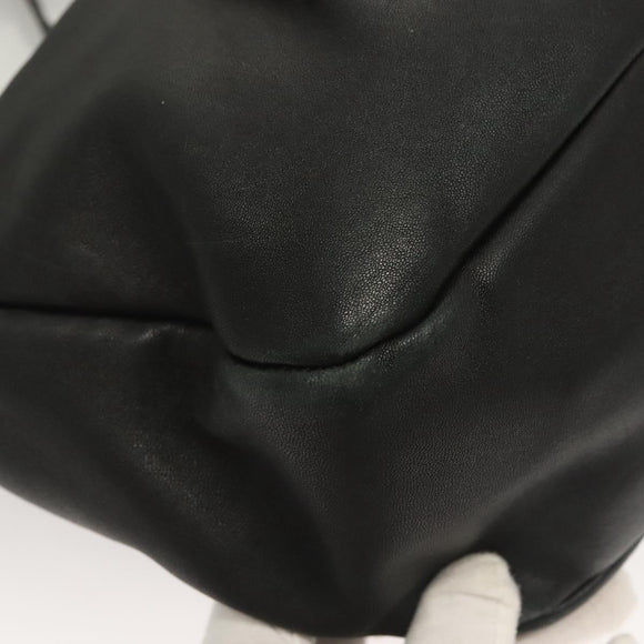 Salvatore Ferragamo Vala Hand Bag Leather 2way Black Gold Auth 131359