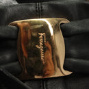 Salvatore Ferragamo Vala Hand Bag Leather 2way Black Gold Auth 131359-10