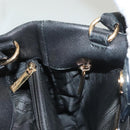 Salvatore Ferragamo Vala Hand Bag Leather 2way Black Gold Auth 131359-22