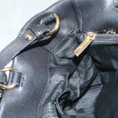 Salvatore Ferragamo Vala Hand Bag Leather 2way Black Gold Auth 131359-24