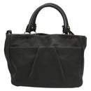 Salvatore Ferragamo Vala Hand Bag Leather 2way Black Gold Auth 131359-2