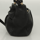 Salvatore Ferragamo Vala Hand Bag Leather 2way Black Gold Auth 131359-4