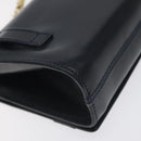 Salvatore Ferragamo Gancini Chain Shoulder Bag Leather Navy Gold Auth 131360-17