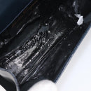 Salvatore Ferragamo Gancini Chain Shoulder Bag Leather Navy Gold Auth 131360-10