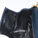 Salvatore Ferragamo Gancini Chain Shoulder Bag Leather Navy Gold Auth 131360-18