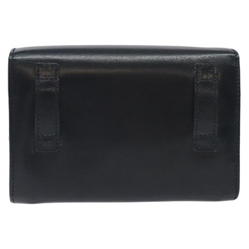 Salvatore Ferragamo Gancini Chain Shoulder Bag Leather Navy Gold Auth 131360 - 0