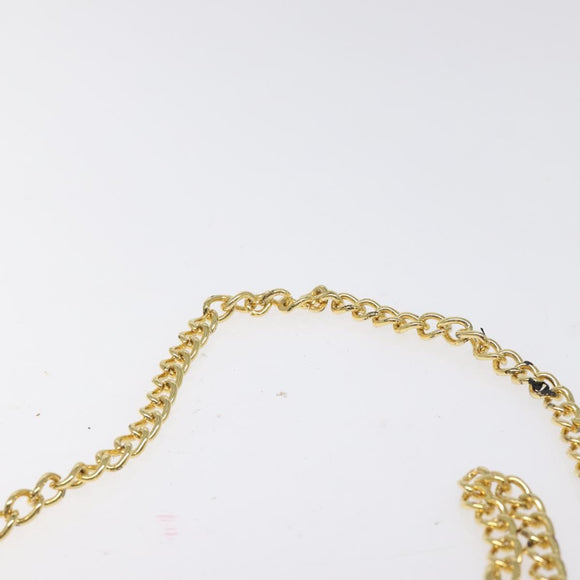 Salvatore Ferragamo Gancini Chain Shoulder Bag Leather Navy Gold Auth 131360