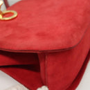Salvatore Ferragamo Gancini Shoulder Bag Suede Red Gold Auth 131361-14