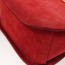 Salvatore Ferragamo Gancini Shoulder Bag Suede Red Gold Auth 131361-15