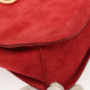 Salvatore Ferragamo Gancini Shoulder Bag Suede Red Gold Auth 131361-16