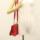 Salvatore Ferragamo Gancini Shoulder Bag Suede Red Gold Auth 131361-21