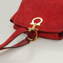 Salvatore Ferragamo Gancini Shoulder Bag Suede Red Gold Auth 131361-6