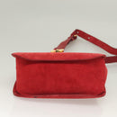 Salvatore Ferragamo Gancini Shoulder Bag Suede Red Gold Auth 131361-5