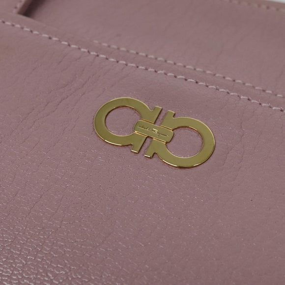 Salvatore Ferragamo Gancini Tote Bag Leather 2way Pink Gold Auth 131362