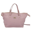 Salvatore Ferragamo Gancini Tote Bag Leather 2way Pink Gold Auth 131362-13