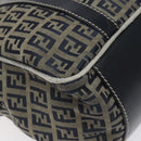 FENDI Zucchino Canvas Hand Bag Navy Silver Auth 131365-14