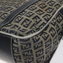 FENDI Zucchino Canvas Hand Bag Navy Silver Auth 131365-15