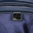 FENDI Zucchino Canvas Hand Bag Navy Silver Auth 131365-17
