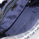 FENDI Zucchino Canvas Hand Bag Navy Silver Auth 131365-11