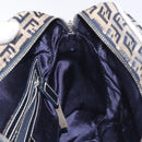 FENDI Zucchino Canvas Hand Bag Navy Silver Auth 131365-18