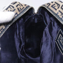 FENDI Zucchino Canvas Hand Bag Navy Silver Auth 131365-19