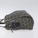 FENDI Zucchino Canvas Hand Bag Navy Silver Auth 131365-4