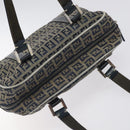 FENDI Zucchino Canvas Hand Bag Navy Silver Auth 131365-6