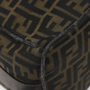 FENDI Zucca Canvas Vanity Pouch Black Brown gold Auth 131366-14
