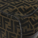 FENDI Zucca Canvas Vanity Pouch Black Brown gold Auth 131366-15