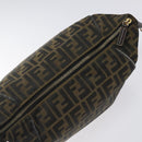 FENDI Zucca Canvas Vanity Pouch Black Brown gold Auth 131366-9