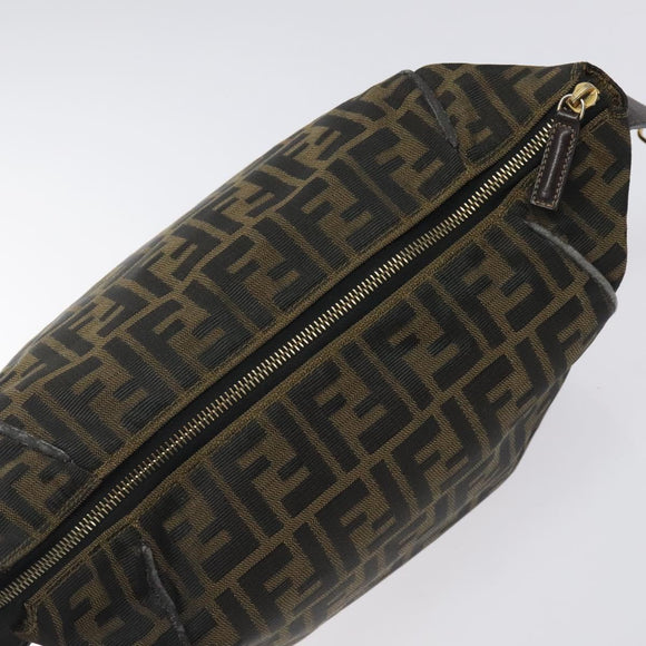 FENDI Zucca Canvas Vanity Pouch Black Brown gold Auth 131366