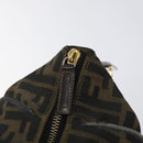 FENDI Zucca Canvas Vanity Pouch Black Brown gold Auth 131366-10
