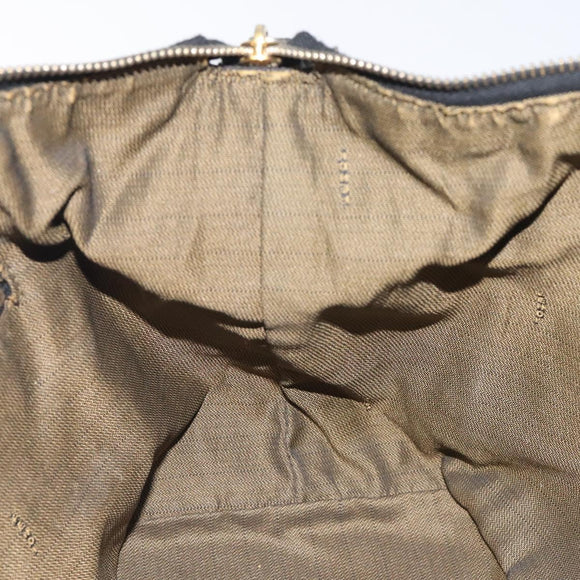 FENDI Zucca Canvas Vanity Pouch Black Brown gold Auth 131366