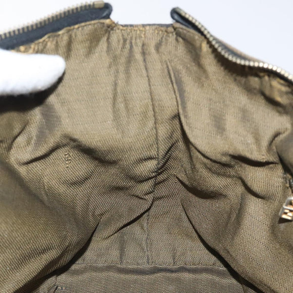 FENDI Zucca Canvas Vanity Pouch Black Brown gold Auth 131366