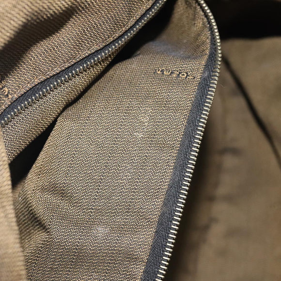 FENDI Zucca Canvas Vanity Pouch Black Brown gold Auth 131366