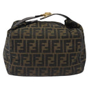 FENDI Zucca Canvas Vanity Pouch Black Brown gold Auth 131366-2