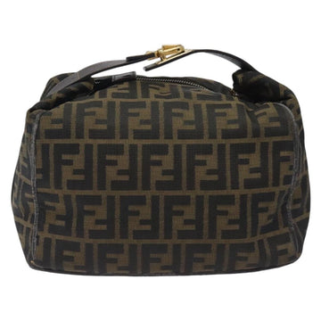 FENDI Zucca Canvas Vanity Pouch Black Brown gold Auth 131366 - 0