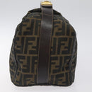 FENDI Zucca Canvas Vanity Pouch Black Brown gold Auth 131366-3
