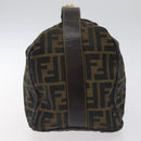 FENDI Zucca Canvas Vanity Pouch Black Brown gold Auth 131366-4
