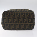 FENDI Zucca Canvas Vanity Pouch Black Brown gold Auth 131366-5