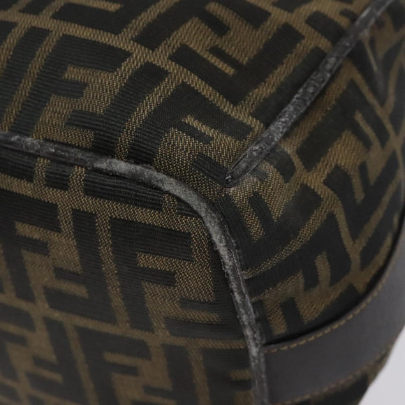 FENDI Zucca Canvas Vanity Pouch Black Brown gold Auth 131366