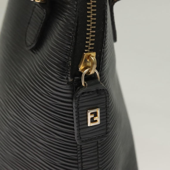 FENDI Hand Bag Leather 2way Black Gold Auth 131367